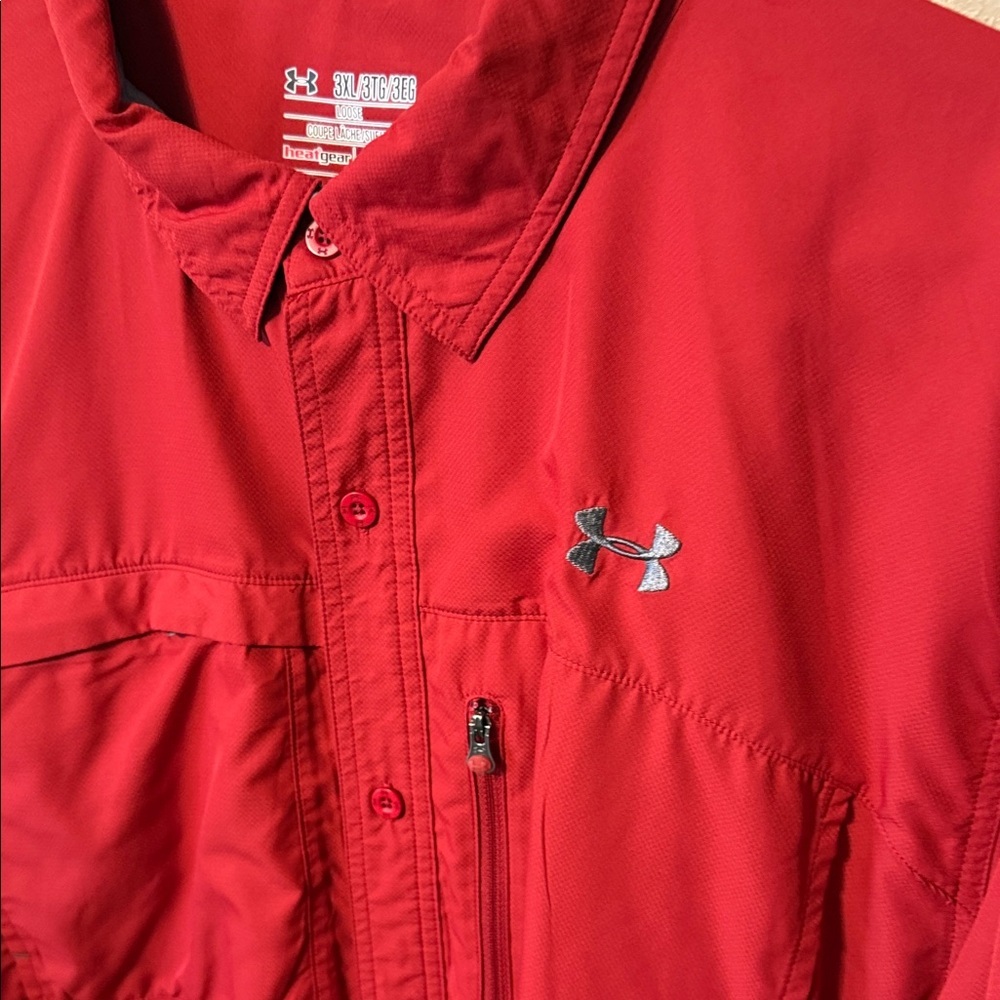 Under Armour Men's Red Fish Hunter Solid Long-Sleeve Shirt Size 3XL - Picture 3 of 4